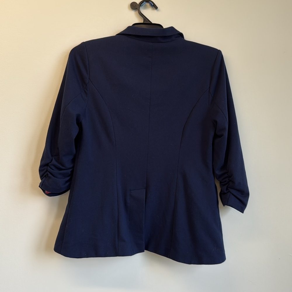MODCLOTH fine and sandy NAVY ONE BUTTON‎ soft BLAZER JACKET large - Picture 9 of 14